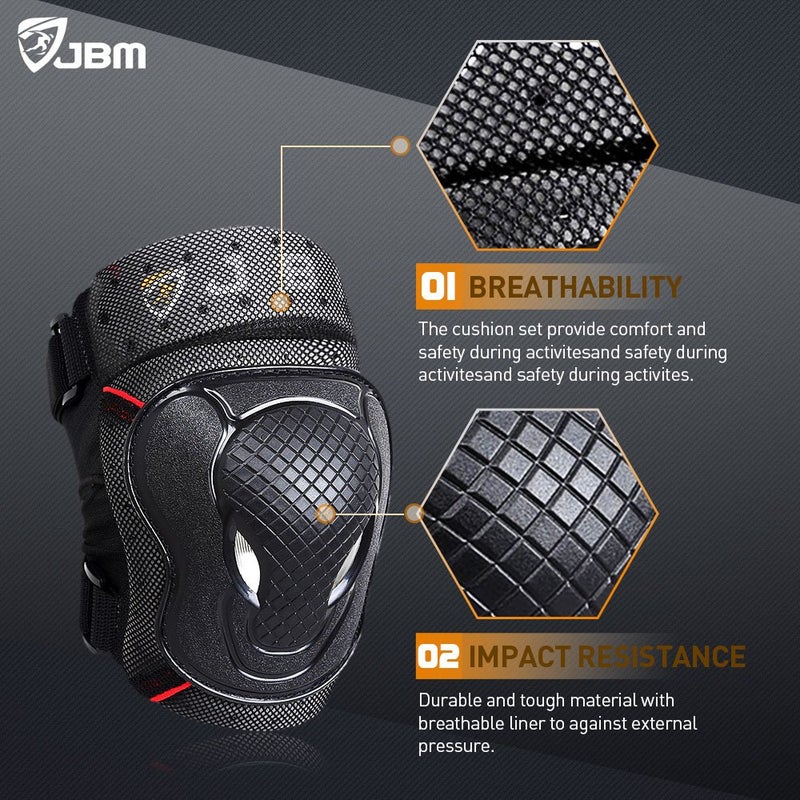 JBM Teenager Adult Bike Knee Pads and Elbow Pads with Wrist Guards Protective Gear Set for Biking, Riding, Cycling and Multi Sports Safety Scooter, Skateboard, Bicycle - Image 3